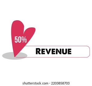 50 % Revenue sign label vector art illustration with stylish looking font and red and black color with yellow background