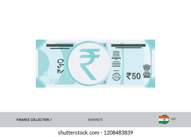 50 Rupee Banknote. Flat style highly detailed vector illustration. Isolated on white background. Suitable for print materials, web design, mobile app and infographics.