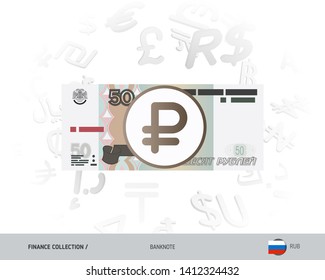 50 Russian Ruble banknote. Flat style vector illustration isolated on currency background. Finance concept.