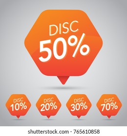 50% Sale, Disc, Off on Cheerful Orange Tag for Marketing Retail Element Design