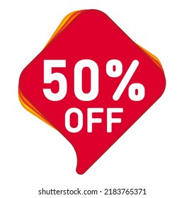 50% Sale Discount banner geometric vector sale sticker. Discount offer price tag.