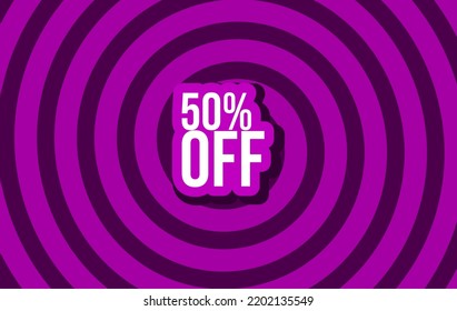 50% Sale Off Banner Discount Illustration Business Vector Purple Spiral White Bebas