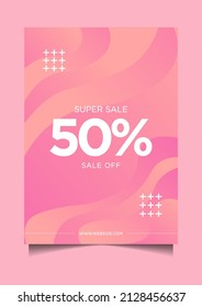Cartel de venta del 50%. gradiente suave y estilos coloridos. Adecuado para publicaciones en medios sociales, anuncios en internet e impresos. ilustración vectorial.