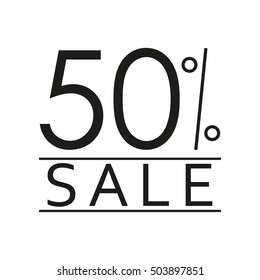 50% sale. Price off icon with 50 percent discount. Vector illustration.