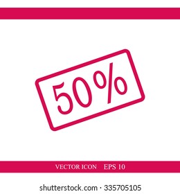 50% sale price tag sign icon. Discount symbol