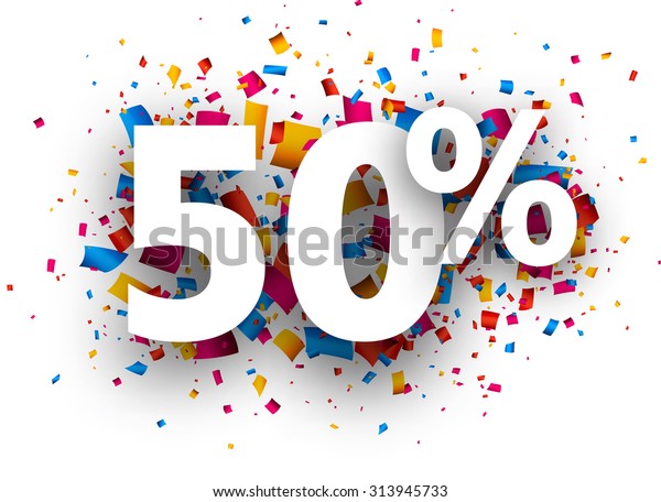 50 Sale Sign Colour Confetti Vector Stock Vector (Royalty Free ...