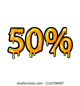 50% sale, vector illustration isolated on white background, can be used for some sale card or poster, print for sale