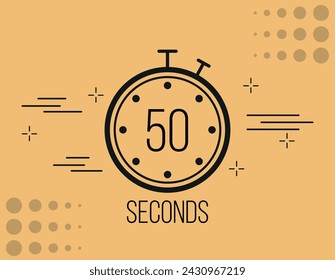 50 seconds clock timer. Time marker clock, vector counting seconds