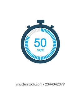 Icono vectorial del reloj del contador digital o del temporizador de cuenta regresiva de 50 segundos. Icono del vector Stopwatch de 50 segundos, temporizador digital.