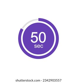 50 seconds timers Clocks, Timer 50 sec vector illustration.
