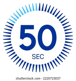 50 Sekunden,Begriff der Zeit,Timer-Symbol,Vektorgrafik,Kreis Zeit Kuchen-Diagramm.