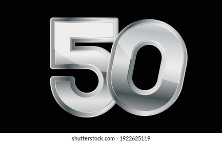 50 Silver Elegant Modern Número 3D