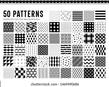 50 SIMPLE SEAMLESS PATTERN BLACK COLLECTION