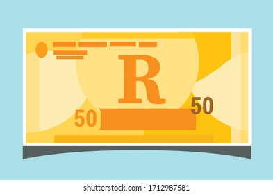 50 South African Rand Banknotes Paper Money Vector Icon Logo Illustration And Design. South Africa Business, Payment And Finance Element. Can Be Used For Web, Mobile, Infographic, And Print.