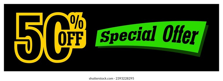 50% Special Offer vector, Super weekend best sale sticker label badge template, Sale banner special offer tag discount template set. Half price, buy now and hot deal special offer isolated