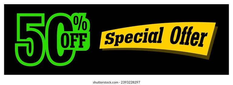 50% Special Offer vector, Super weekend best sale sticker label badge template, Sale banner special offer tag discount template set. Half price, buy now and hot deal special offer isolated