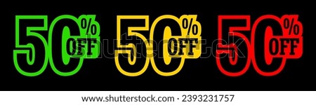 50% Special Offer vector, Super weekend best sale sticker label badge template, Sale banner special offer tag discount template set. Half price, buy now and hot deal special offer isolated