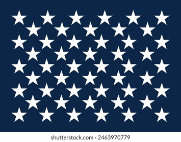 50 Stars Pattern USA Flag Vector Illustration - American Stars on Blue Background, Patriotic Design for 4th of July Independence Day Celebration, National Symbol, Graphic Art, Star Spangled Banner
