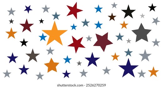 50 ‍colorful stars wall stickers for children's room vector illustration.