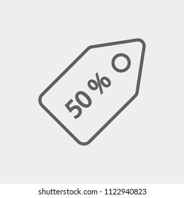 50% tag icon. stock vector illustration flat design style.