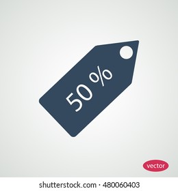 50 % tag icon, vector best flat icon, EPS