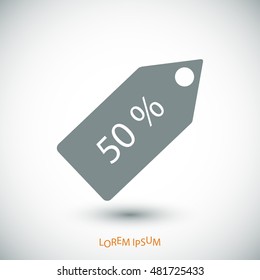 50 % tag icon, vector best flat icon, EPS