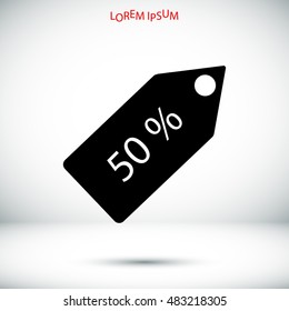 50 % tag icon, vector best flat icon, EPS