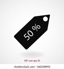 50 % tag icon, vector best flat icon, EPS