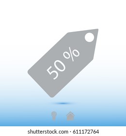 50 % tag icon, vector best flat icon, EPS