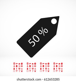 50 % tag icon, vector best flat icon, EPS