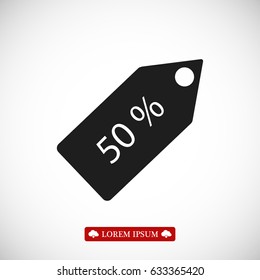 50 % tag icon, vector best flat icon, EPS