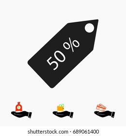 50 % tag icon, vector best flat icon, EPS