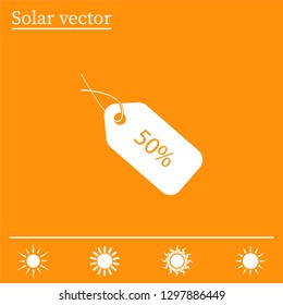 50% tag icon, vector illustration. Flat design style
