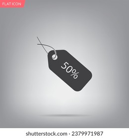 icono de etiqueta 50%, ilustración vectorial. Estilo de diseño plano