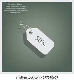 50% tag icon, vector illustration. Flat design style