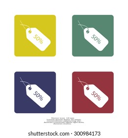 50% tag icon, vector illustration. Flat design style