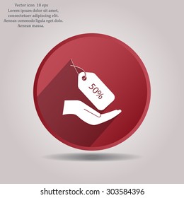 50% tag icon, vector illustration. Flat design style