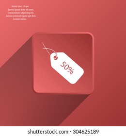 50% tag icon, vector illustration. Flat design style