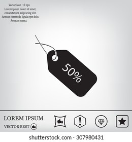 50% tag icon, vector illustration. Flat design style