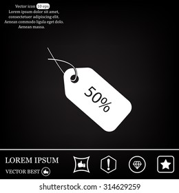 50% tag icon, vector illustration. Flat design style
