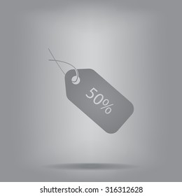 50% tag icon, vector illustration. Flat design style