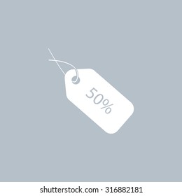 50% tag icon, vector illustration. Flat design style
