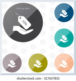 50% tag icon, vector illustration. Flat design style
