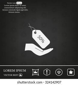 50% tag icon, vector illustration. Flat design style