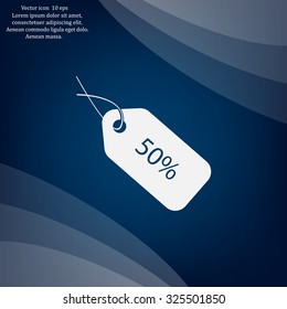 50% tag icon, vector illustration. Flat design style
