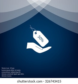 50% tag icon, vector illustration. Flat design style