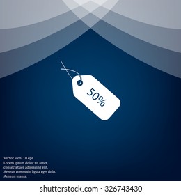 50% tag icon, vector illustration. Flat design style
