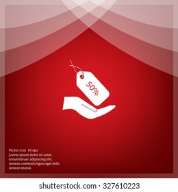 50% tag icon, vector illustration. Flat design style