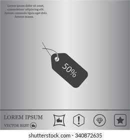 50% tag icon, vector illustration. Flat design style