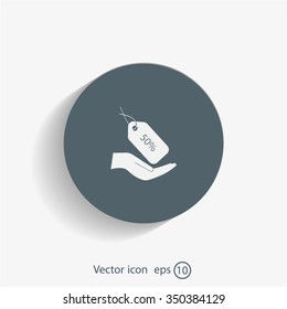 50% tag icon, vector illustration. Flat design style
